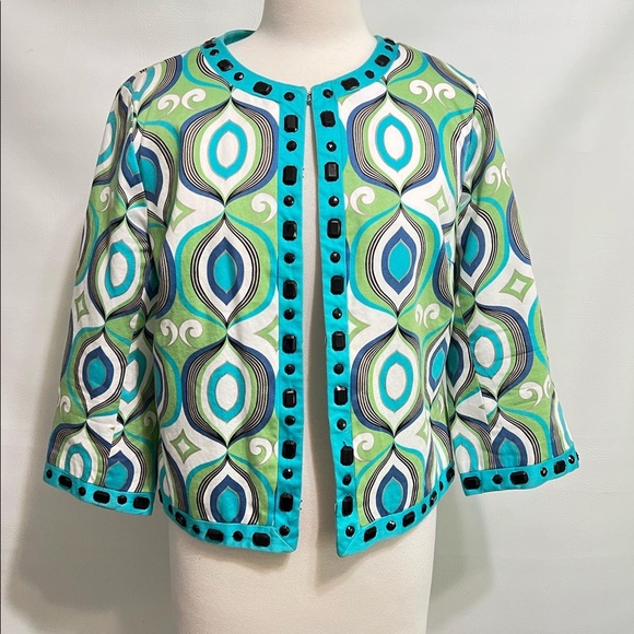 Silkland blazer jacket petite retro boho colorful lightweight may be a size M-L - Picture 3 of 12